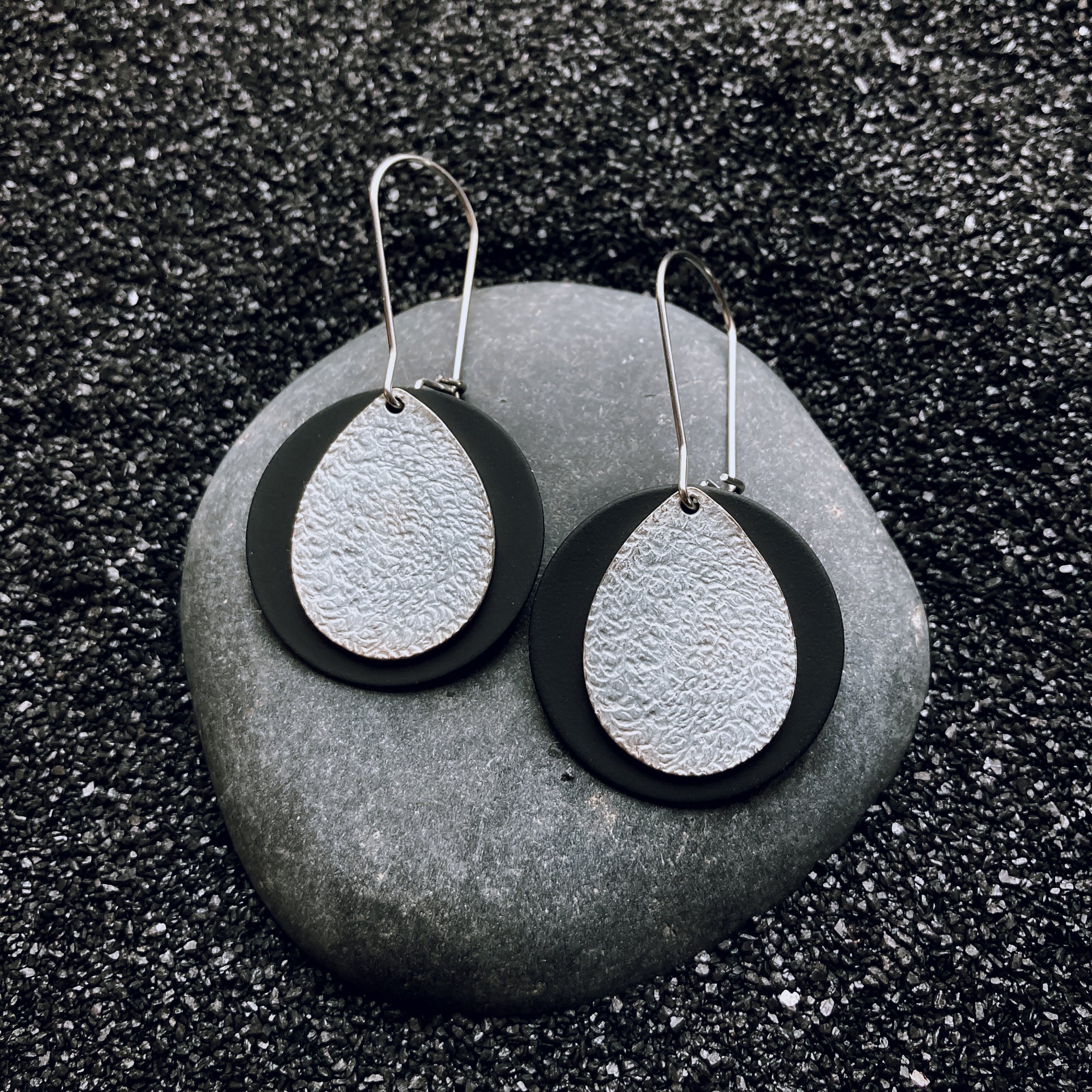 Textured Silver and Black Drops