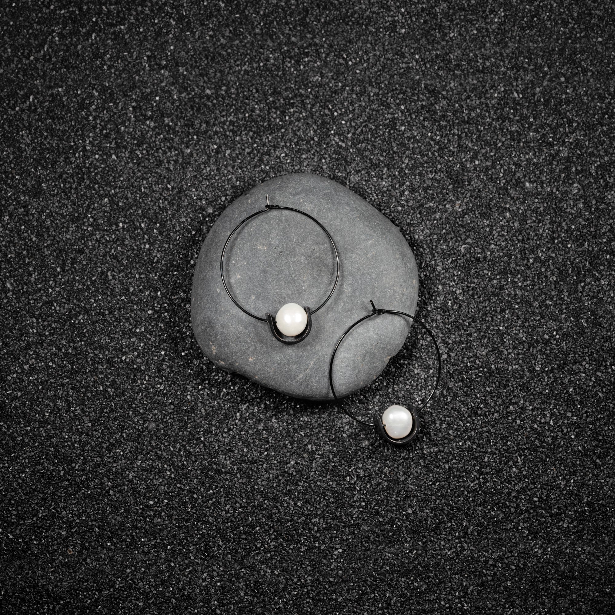 Black Hoops and Pearls